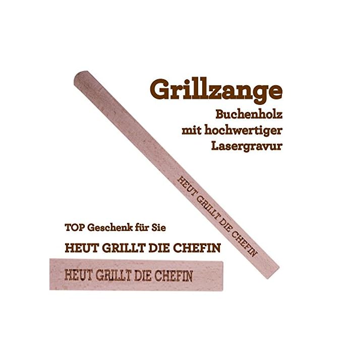 Grillzange Aus Holz Mit Hochwertiger Gravur Heut Grillt Die Chefin