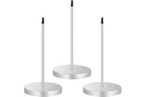 SOSPIRO 3pcs Receipt Spike Metal Bill Holder Straight Rod Spike Restaurant Receipt Note Holder with Round Stand for Restaurant Kitchen Office Hotel(Silver)