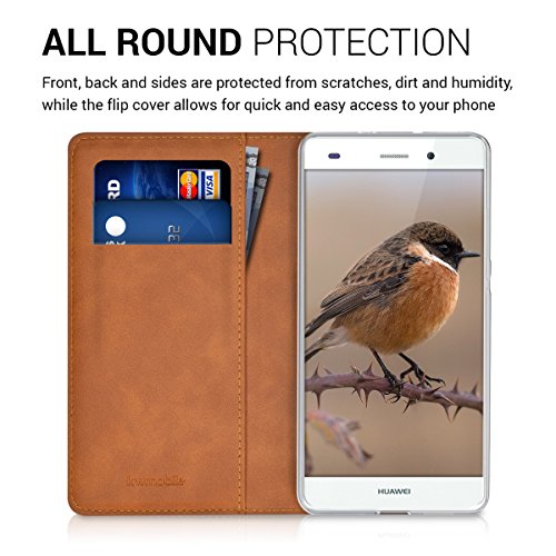 kwmobile Funda para Huawei P8 Lite  2015  - Flip cover Case para m  vil en cuero sint  tico - Estilo libro plegable co  ac