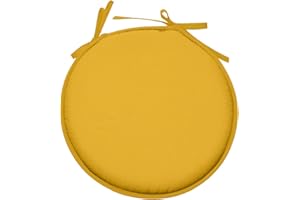 Stof Cuscino per Sedia-Misura ø: 40 cm-100 Colore Giallo-Modello Nelson-qualità Eccezionale-Comodo ed Elegante-Facile da Pulire, Poliestere, Letto Completo, 1 unità (Confezione da 1)