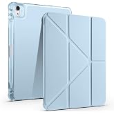 iPad Air 11 M2-M3-M4 2024/2025/2026 ile Uyumlu Kılıf &Uuml;&ccedil;gen Tri Folding Kalem B&ouml;lmeli Standlı Kılıfı (Mavi)