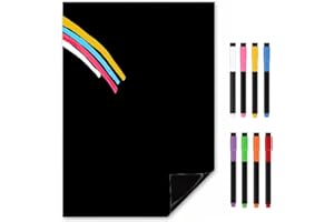 THE MAGNET SHOP TMS Magnes tablicowy na lodówkę, magnetyczna tablica kredowa A4 z kolorowymi pisakami kredowymi do wycierania na sucho, czarna tablica na notatki, przypomnienia lub tygodniowy planer posiłków, 30 x 21