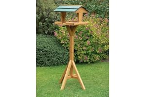 Garden Mile® Traditional Wooden bird tables for the garden Sheltered garden table bird tables for the garden free standing heavy duty wooden garden tables bird feeding station (H118 x W34 x D30cm)