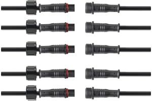 WOODGUILIN 3 polig Wasserdicht Anschlüsse Stecker,3 Core LED Steckverbinder Male Female Plug,mit 20AWG 20CM IP68 Verlängerungskabel für Auto,LKW,Boot,Outdoor LED Lichtleisten.(5Pairs,3Pin 20AWG)
