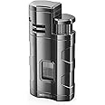 JOPOO Triple Jet Flame Adjustable Lighter Windproof Gas Butane Refillable Turbo Torch Lighter with Punch (Sold Without Gas)