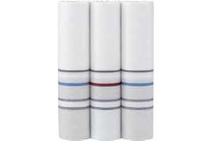MANDITTIONS Large Cotton Handkerchiefs for Men – Soft Smooth 100% Cotton Hankies 3 Pack Gift Boxed – White, Coloured Edges, Borders, Pastel and Dark Shades – 45cm x 45 cm