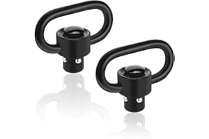 HOTMNTY QD Sling Swivels da 1,25", Heavy Duty QD Sling Girevoli Mount, QD Sling Pacchetto di 2 Anello con Perno, QD Sling Swivel a Rilascio Rapido Qd Push Button Sling Tactical Sling Loop Adapter, 2 Pezzi