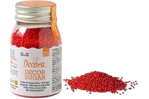 Decora 2081138 Paquete de 90 g de Perlas de azúcar rojo