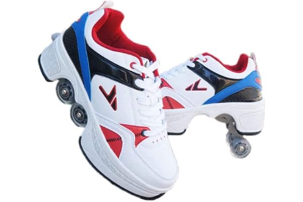 Patins A roulettes Reglables,Deform Wheels Skates Roller Shoes Casual Sneakers Walking Skates Hommes Femmes Runaway Patins à Quatre Roues