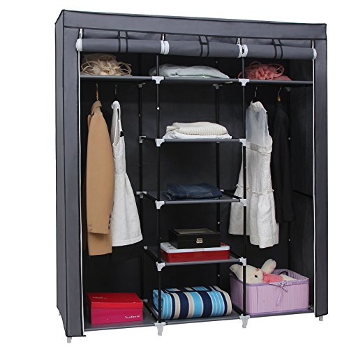 Songmics® Kleiderschrank Faltschrank Wäscheschrank Stoffschrank Campingschrank 175 x 150 x 45 cm grau RYG12G - 2