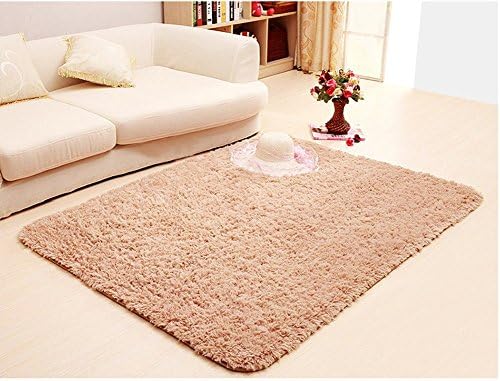 Weimanshop Contemporary Living & Bedroom Soft Shaggy Area Rug Carpet Short Hair Khaki 31.5" x 47"