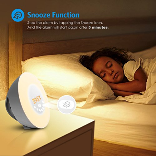Amir Wake-Up Light, Wecker Lichtwecker, Lichtwecker, Wecker Licht, Aufwachen mit Licht, Sonnenaufgang Simulation Wake-up Light (Sonnenaufgangfunktion, 6 Natürlichen Wecktöne , Touchdisplay, 10-Helligkeit, Digitales FM Radio ) - 4