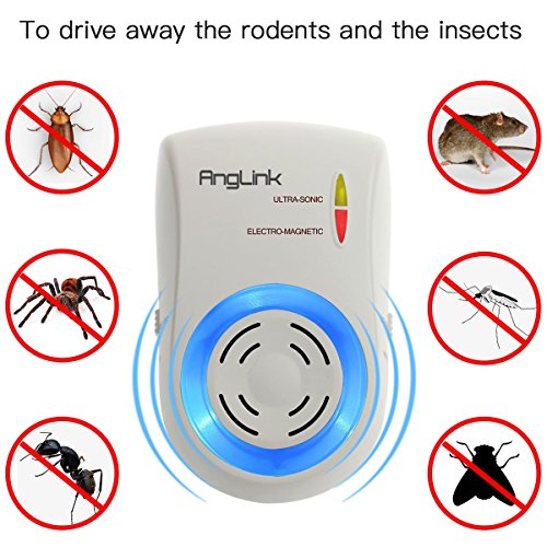 Ultraschall Schädlingsbekämpfer, AngLink 2-Stücke Haustierfreundlich Ultraschall mit Elektromagnetische Vertreiber gegen Ratten, Mäuse, Spinnen, Ameisen und Kakerlaken für das ganze Haus - 2
