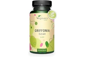 Griffonia 5-HTP Alto Dosaggio | 1.000 mg | Per Stress, Ansia, Umore e Sonno | Vegan | Senza Additivi | 90 Capsule | Vegavero®