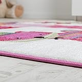 Teppich Kinderzimmer niedliche Füchse Kinderteppich Fuchs Mehrfarbig Pink Creme, Grösse:80×150 cm - 2