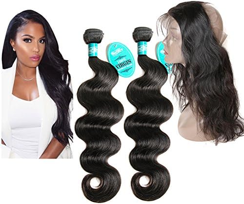 HmtAfro Brazilian Body Wave 360 Frontal Closure with Baby Hair and Natural Color Extensions(18'' 20''+16'' 360 closure)