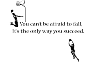 ‎SUPERDANT SUPERDANT Basketball Wandtattoo Inspirierende Zitate Wandaufkleber Can'T Be Afraid Wandsticker zum Aufkleben Vinyl Wandsticker Für Schlafzimmer Wohnzimmer Heimdekoration Basketballspieler Geschenke
