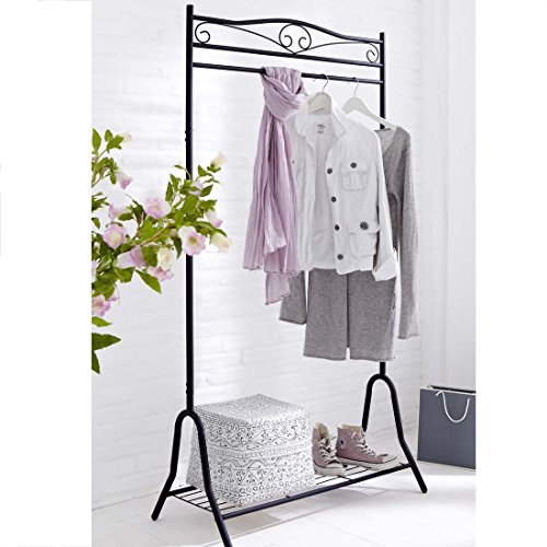 Garderobe Metall schwarz Kleiderständer mit Schuhablage Breezy ca. 90 x 46 x 172 cm - 2