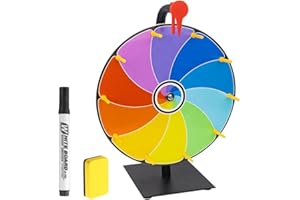 Foreverup 12 Inch Spinning Prize Wheel, Tabletop Roulette Spinner of Fortune, Tabletop Roulette Spinner Wheel with Stand Dry Erase Marker and Eraser for Trade Show Carnival Party Pub Fortune Game