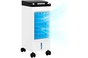 Alivio Portable Air Cooler Humidifier 65W with 4L Water Tank, 3 Fan Speeds, 3 Modes, 2 Ice Pack & 120° Oscillation (White)