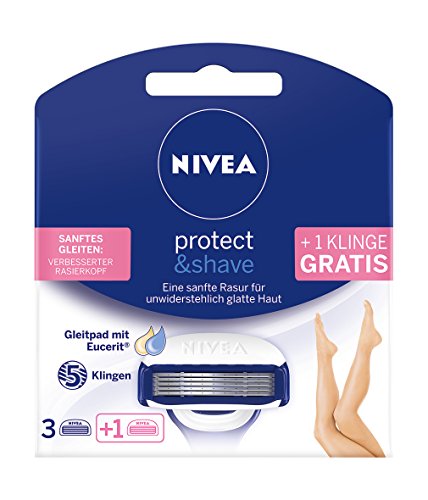 NIVEA 2er Pack Wechselklingen für Schwinggelenk Rasierer für Frauen, 2 x 4 Stück, Protect & Shave