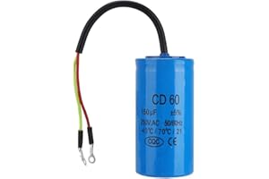 MLMLH 150UF Capacitor, CD60 Start Run Capacitors Starting Motor Capacitor Switching Capacitors 250V AC 50/60hz with Wire Lead for Air Conditioner, Compressor