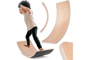 ‎SILUK Balance Board für Kinder, Balance wippe, Balancieren und Gleichgewichtstrainer, Balanceboard, Balanceboards indoor, Balancierbrett, Wobble Board aus Holz, Balance-board mit matte ab 3