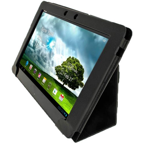 igadgitz ‚Portfolio‘ Schwarz PU Leder Tasche Schutzhülle Hülle Ledertasche Lederetui Etui Case für Asus Eee Pad Transformer & Keyboard Dock TF300 TF300T TF300TG & TF300TL 10.1″ Android Tablet - 5