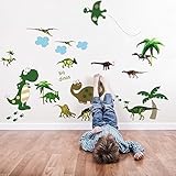 Walplus Wall Stickers Large Dinosaur Removable Self-Adhesive Mural Art Decals Vinyl Home Decoration DIY Living Bedroom Décor Wallpaper Kids Room Gift, Multi-colour