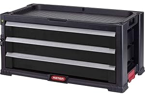 KETER Nakładka z 3 szufladami do wózka narzędziowego, czarna, 56 x 29 x 26,2 cm, modułowa, możliwość układania w stos, zamykana, z organizerem na małe części