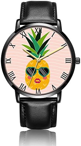 ONSPACE Unisex Women Classic Black Watches, Fashion Printed Designs Personalized Stainless Steel with PU Leather Strap Running Wrist Watch