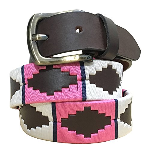 Carlos Diaz Mens Womens Unisex Argentinian Brown Leather Embroidered Polo Belt (95 cm/ 34 Inches)