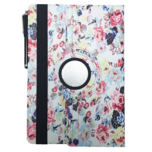 MEDION AKOYA E1239T (MD 60195) – Tablet Case Schutzhülle mit Touch Pen & Standfunktion – 360° Rosen 10.1 Zoll - 2