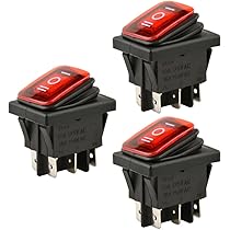 6 Pièces 12V-24VDC 20A Interrupteurs à Bascule LED Lumière, 3Pin SPST Etanche Rond Bouton De Commande Commutateur Onoff Pour Voiture Auto Bateau Camion 1xrougejaunevert 3xbleu 77418681