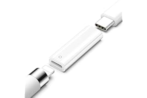 TiMOVO Adattatore Caricatore USB C per Apple Pencil 1a Generazione, Connettore da Lighting a USB C per Apple Pen Supporta l'Accoppiamento Bluetooth con iPad 10a/11a Generazione A16 2025, Bianco