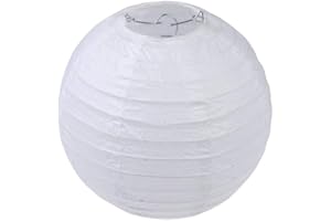DEMIAWAKING IT Demiawaking Lanterna di Carta da Appendere Paralume Carta Lanterna Cinese Rotonda Fai da Te Decorazioni per Matrimoni, Compleanni, Feste di Nascita,Battesimo (Bianco, 25 CM)