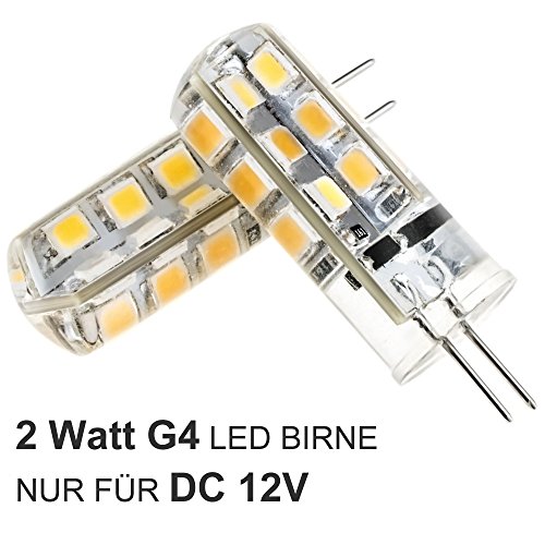 Anpro 10 Stück Glühbirne 2 Watt DC 12V G4 24 LED Lampe 2835 SMD, Ersatzteil für 20W Halogen Lampe, Warmweiß [Energieklasse A++] - 2