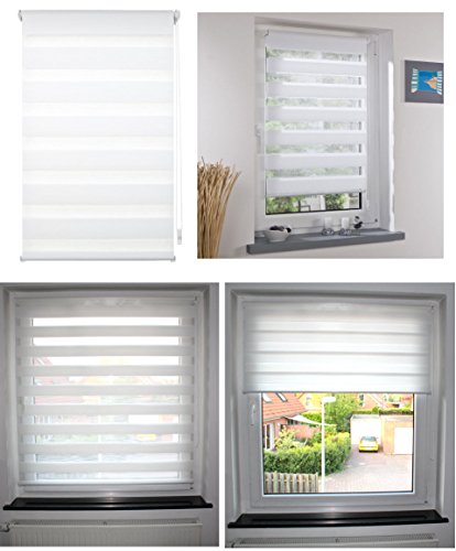 2 Stück 80 x 150 cm Duo Rollo Klemmfix ohne Bohren Weiß Doppelrollo Sonnenschutz Klemm Fix Seitenzugrollo - 2