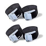 AIEVE Sangle d'arrimage,Lot de 4 2 Mx2.5 cm tendre l'ceintures Sangle d'arrimage Remorque Sangles d'arrimage bagages Remorque pour supports de montage sur le vélo, Auto Cam Boucles, bagages