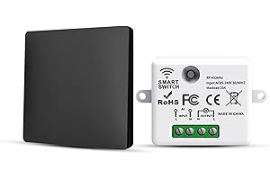 HYHIOTS Funkschalter 230V Funk Lichtschalter Batterielose Set Funk-Sender-Sicherheitsschalter und Empfänger-Controller 10A, Funk Schalter Licht, Keine Verkabelung, Funk-Lichtschalter (1 Way Kit)