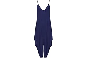 WearAll - Mujeres Lagenlook Sandalia Holgado Harén Mono Vestido Superior Mono Corto