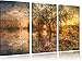 Produktbild herbstliche Landschaft im Morgengrauen Kunst Pinsel Effekt 3-Teiler Leinwandbild 120x80 Bild auf Leinwand, XXL riesige Bilder fertig gerahmt mit Keilrahmen, Kunstdruck auf Wandbild mit Rahmen, gänstiger als Gemälde oder Ölbild, kein Poster oder Plakat
