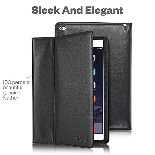 KAVAJ iPad Air 2 Hülle Echtleder Case „Berlin“ für das Apple iPad Air 2 Schwarz aus echtem Leder mit Stand und Auto Schlaf/Aufwachenen Funktion. Dünnes Smart-Cover Schutzhülle Tasche Ledertasche - 2