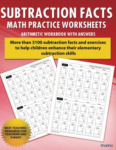 Subtraction Facts Math Practice Worksheet Arithmetic Workbook With Answers: Daily Practice guide for elementary students and other kids: Volume 1 (Elementary Subtraction Series)