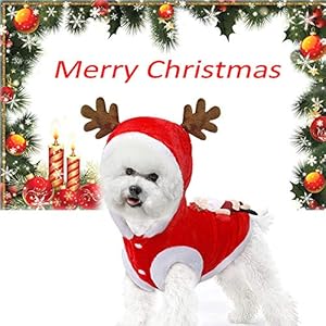 ZZM Chaqueta con Capucha para Perro, Sudadera con Capucha para Mascotas Ropa de Abrigo Traje de Papá Noel de Navidad Otoño Invierno Ropa de Abrigo Traje de Fiesta de Disfraces de Navidad