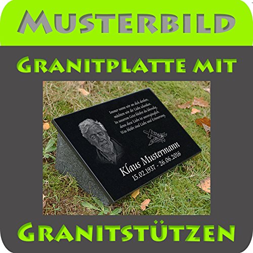 GRANIT Grabstein, Grabplatte oder Grabschmuck mit dem Motiv „Grabstein-ag31“ und Ihrem Text/Daten von LaserArt24 - 4
