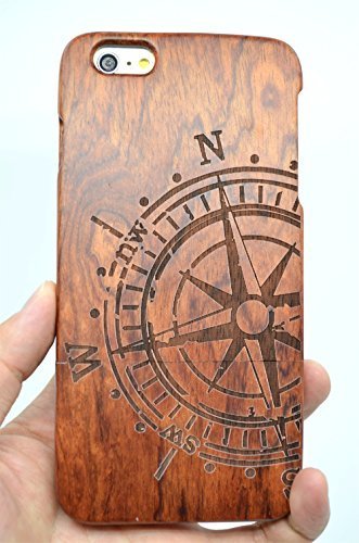 RoseFlower   iPhone 6 Plus 5 5       Funda de Madera - Br  jula de palo de rosa - Natural Hecha a mano de Bamb     Madera Carcasa Case Cover con GRATIS Protector de Pantalla para tu Smartphone