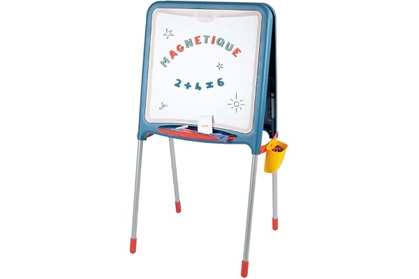 Smoby - Tableau Tubes - Double Face Blanche Magnétique + Ardoise Craie - Bac Amovible - 80 Accessoires Inclus - 72 Lettres et Chiffres Magnétiques - A Partir de 3 Ans - Fabrication Française