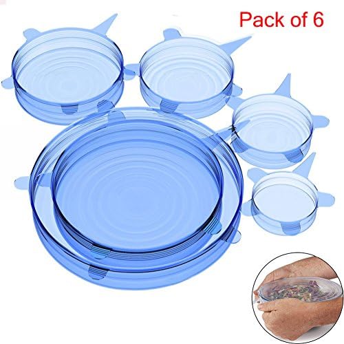 Silicone Stretch Lids,6pcs BPA-free Elasticated and Fresh Food Wraps Kitchen Storage Reusable Covers,Drink Cup Lids,Hot Cup Lids,Bowls Pots and Pans Lids