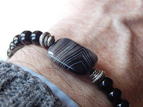 Men's Bracelet With Agate and Lava Stones